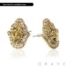 PAIR OF 18K GOLD PLATED INGOT CENTERED HAMSA HAND SHAPE NUGGET EARRINGS